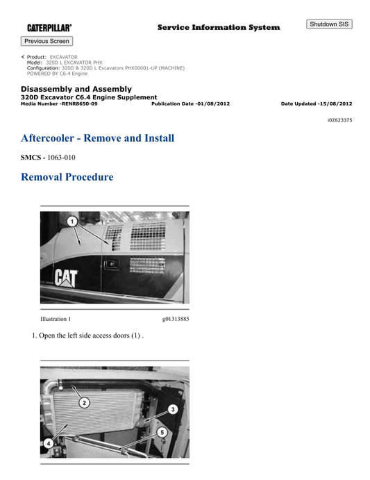 Caterpillar Cat 320D L Excavator Service and Repair Manual PDF | S/N PHX