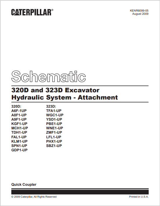 Caterpillar Cat 320D and 323D Excavator Hydraulic System Schematic Manual PDF | S/N WNE