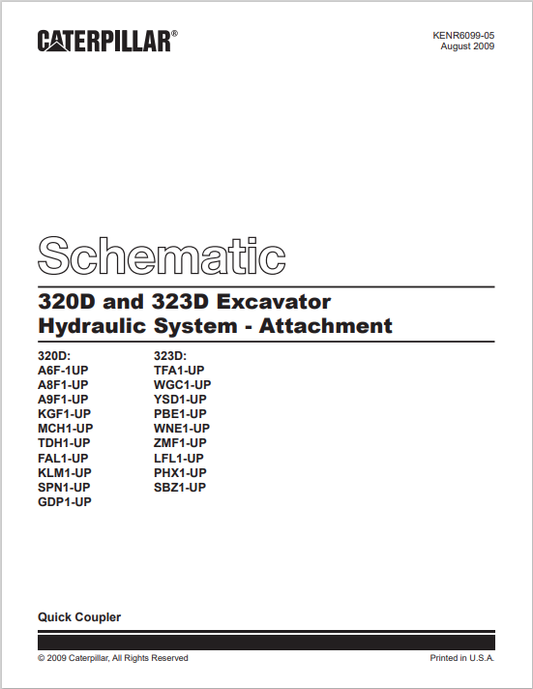 Caterpillar Cat 320D and 323D Excavator Hydraulic System Schematic Manual PDF | S/N WNE