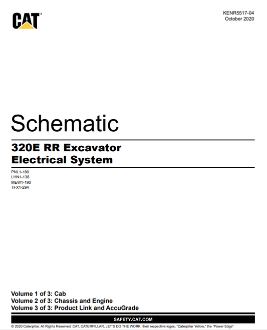 Caterpillar Cat 320E LRR Excavator Schematic Manual PDF | S/N TFX