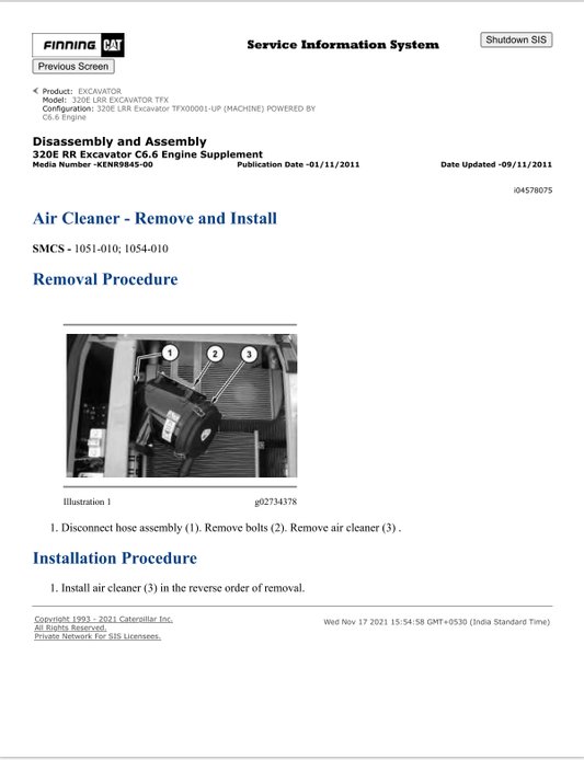 Caterpillar Cat 320E LRR Excavator Service and Repair Manual PDF | S/N TFX