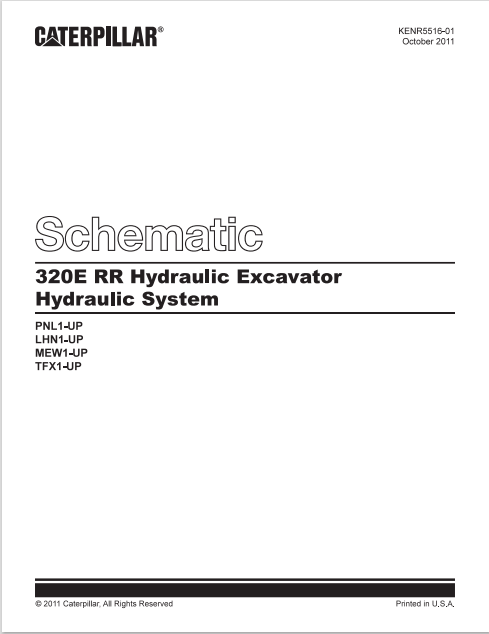 Caterpillar Cat 320E RR Excavator Electrical And Hydraulic Schematic Manual PDF | S/N PNL
