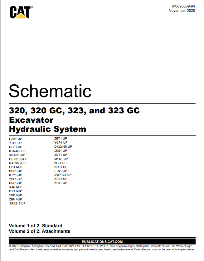Caterpillar Cat 320 Excavator Electrical And Hydraulic Schematic Manual PDF | S/N MYK