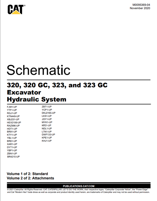 Caterpillar Cat 320 Excavator Electrical And Hydraulic Schematic Manual PDF | S/N MYK