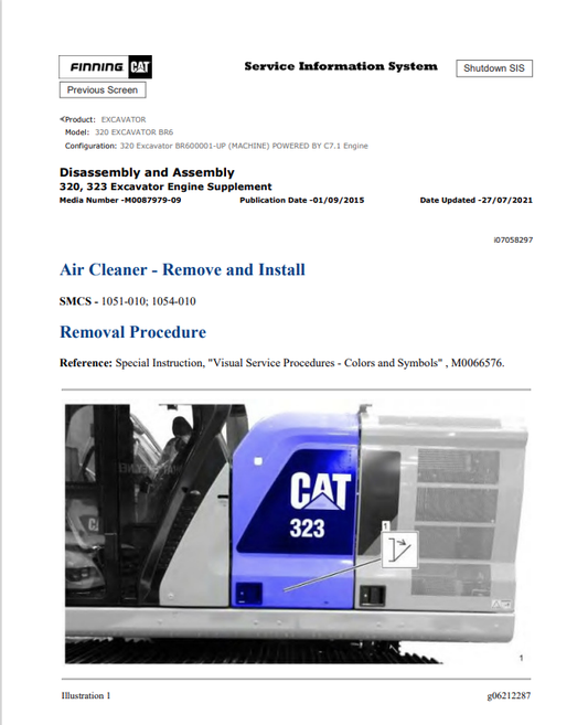 Caterpillar Cat 320 Excavator Service and Repair Manual PDF | S/N BR6