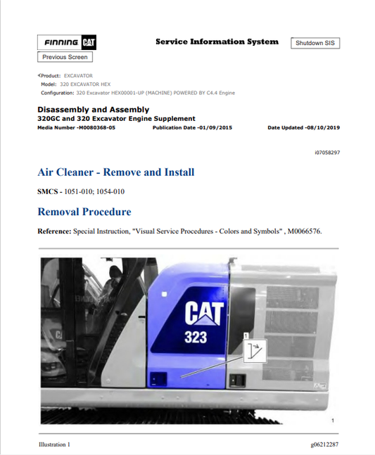 Caterpillar Cat 320 Excavator Service and Repair Manual PDF | S/N HEX