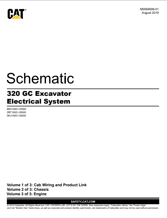Caterpillar Cat 320 GC Excavator Electrical and Hydraulic Schematic Manual PDF | S/N BR4