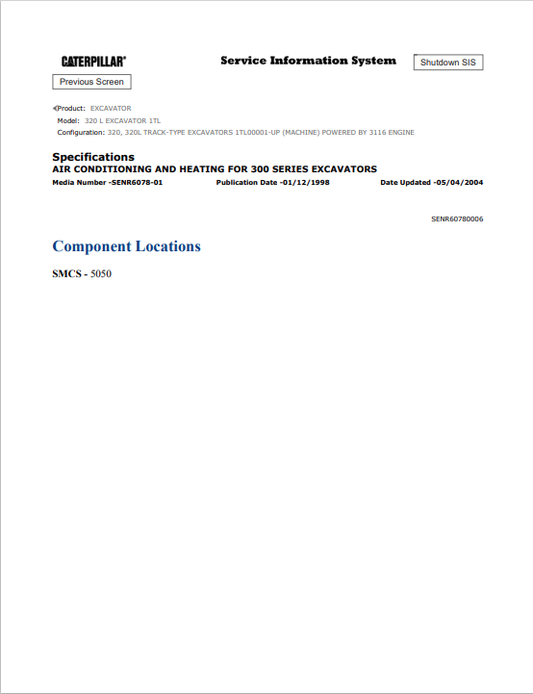 Caterpillar Cat 320 L Excavator Electrical And Hydraulic Schematic Manual PDF | S/N 1TL