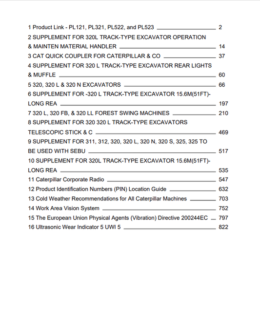 Caterpillar Cat 320 L Excavator Operation and Maintenance Manual PDF | S/N 9KK