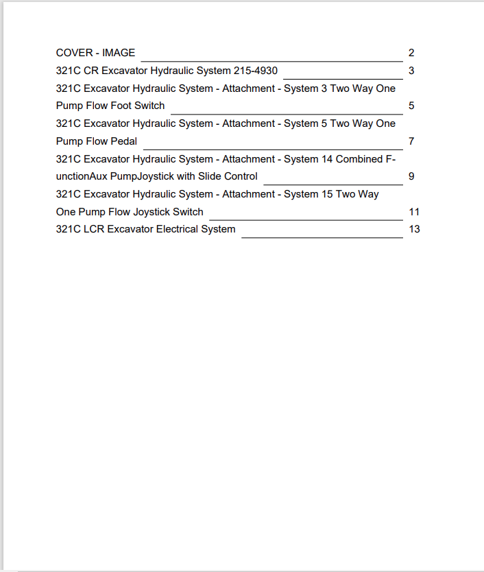 Caterpillar Cat 321C Excavator Electrical And Hydraulic Schematic Manual PDF | S/N MCF
