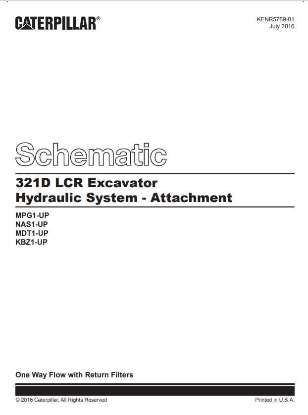 Caterpillar Cat 321D LCR Excavator Electrical And Hydraulic Schematic Manual PDF | S/N MDT