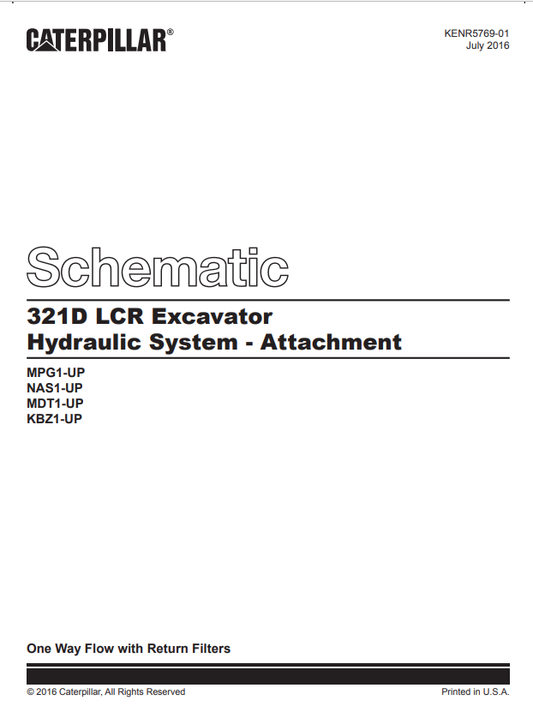 Caterpillar Cat 321D LCR Excavator Electrical And Hydraulic Schematic Manual PDF | S/N MDT