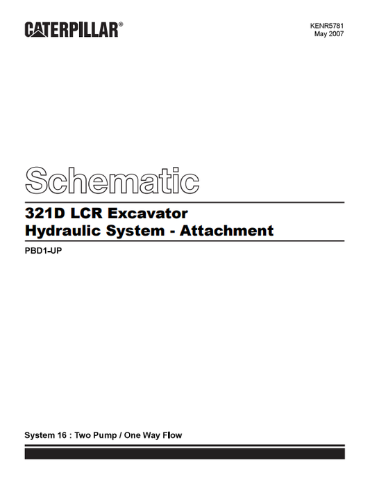 Caterpillar Cat 321D LCR Excavator Electrical and Hydraulic Schematic Manual PDF | S/N PBD