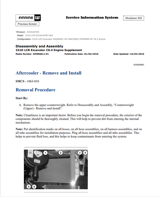 Caterpillar Cat 321D LCR Excavator Service and Repair Manual PDF | S/N NAS