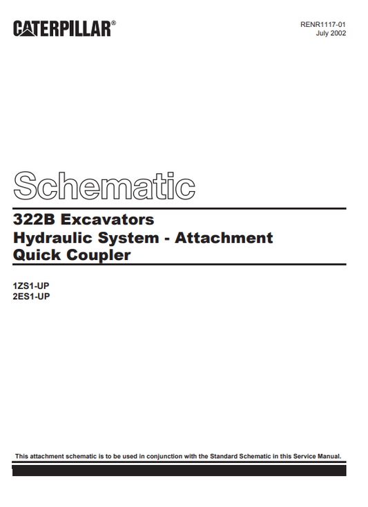 Caterpillar Cat 322B LN Excavator Electrical And Hydraulic Schematic Manual PDF | S/N 1ZS