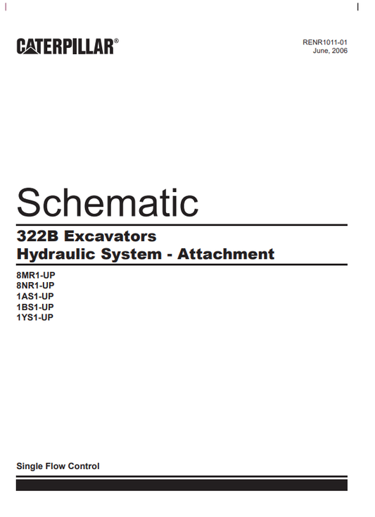 Caterpillar Cat 322B L Excavator Electrical and Hydraulic Schematic Manual PDF | S/N 1YS