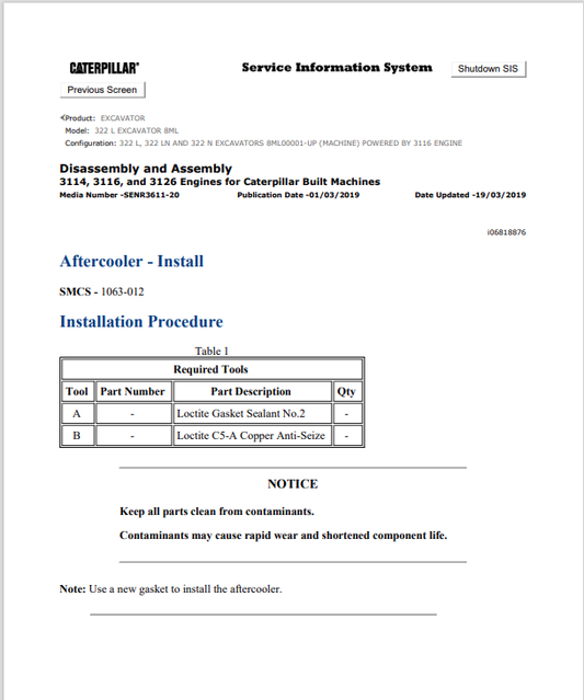 Caterpillar Cat 322 L Excavator Service and Repair Manual PDF | S/N 8ML