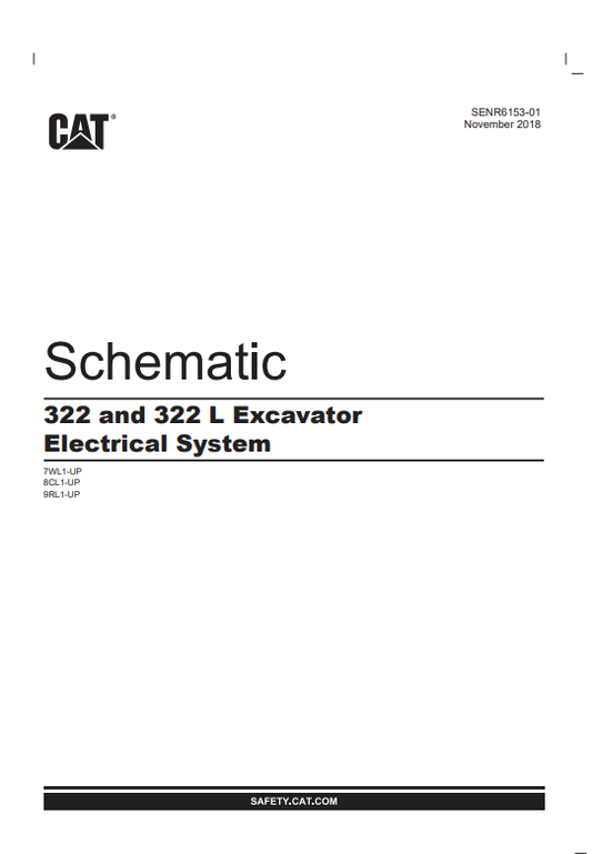 Caterpillar Cat 322 and 322 L Excavator Schematic Manual PDF | S/N 8CL00001
