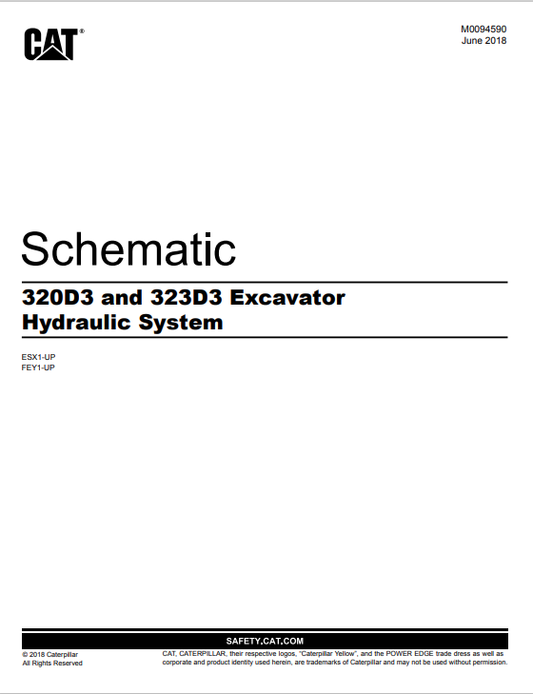 Caterpillar Cat 323D3 Excavator Schematic Manual PDF | S/N FEY
