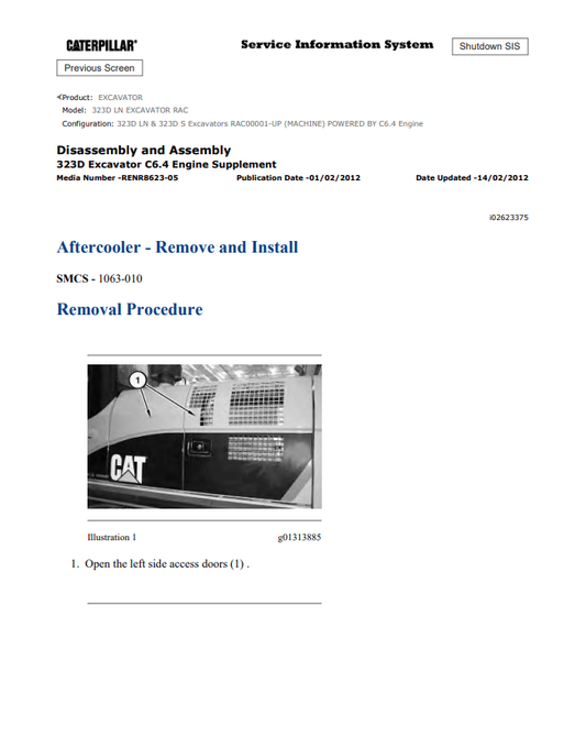 Caterpillar Cat 323D LN Excavator Service and Repair Manual PDF | S/N RAC