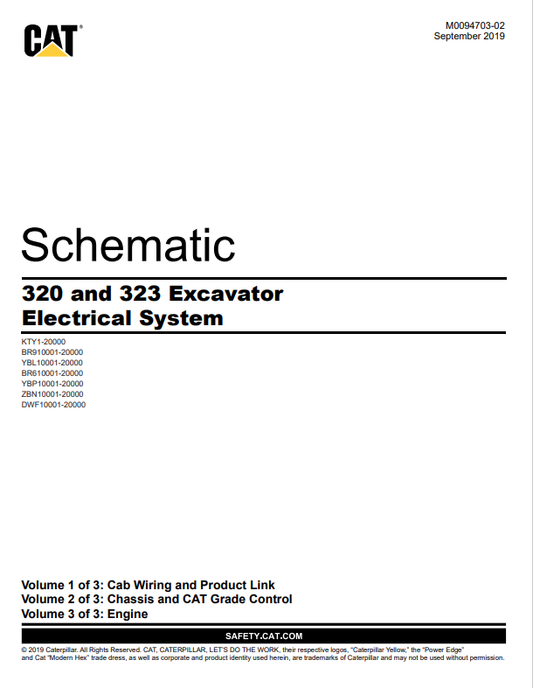 Caterpillar Cat 323 Excavator Electrical And Hydraulics Schematic Manual PDF | S/N BR6