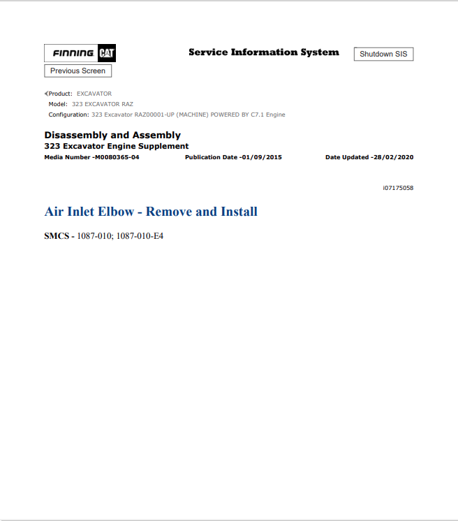 Caterpillar Cat 323 Excavator Service and Repair Manual PDF | S/N RAZ