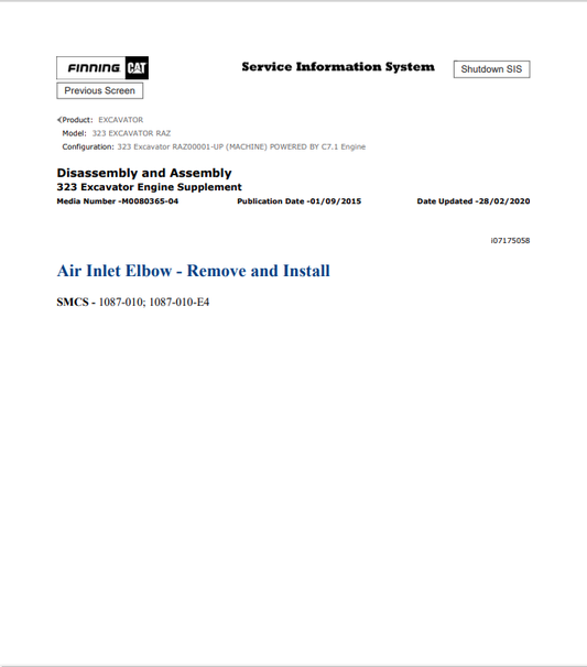 Caterpillar Cat 323 Excavator Service and Repair Manual PDF | S/N RAZ