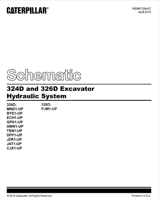Caterpillar Cat 324D Excavator Electrical And Hydraulic Schematic Manual PDF | S/N ECH