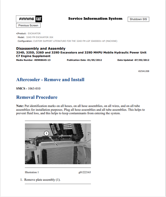 Caterpillar Cat 324D FM Excavator Service and Repair Manual PDF | S/N JGK