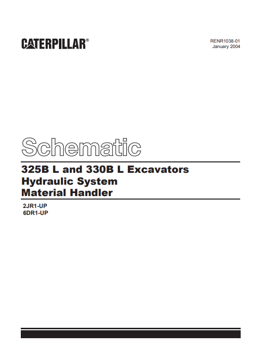 Caterpillar Cat 325B L Excavator Electrical and Hydraulic Schematic Manual PDF | S/N 2JR00001