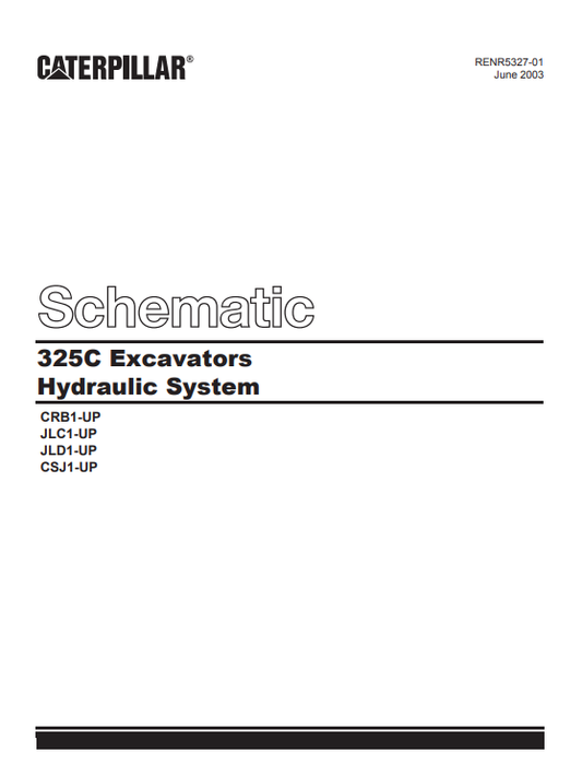 Caterpillar Cat 325C Excavator Electrical And Hydraulic Schematic Manual PDF | S/N CRB