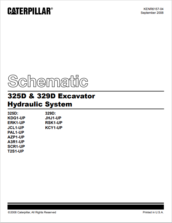Caterpillar Cat 325D L Excavator Electrical And Hydraulic Schematic Manual PDF | S/N SCR