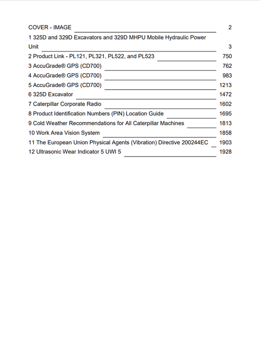 Caterpillar Cat 325D L Excavator Operation and Maintenance Manual PDF | S/N GBR