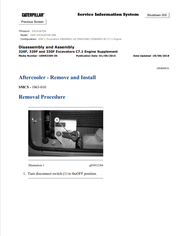Caterpillar Cat 326F Excavator Service and Repair Manual PDF | S/N EBK