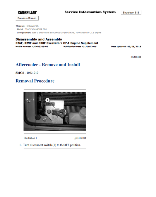 Caterpillar Cat 326F Excavator Service and Repair Manual PDF | S/N EBK