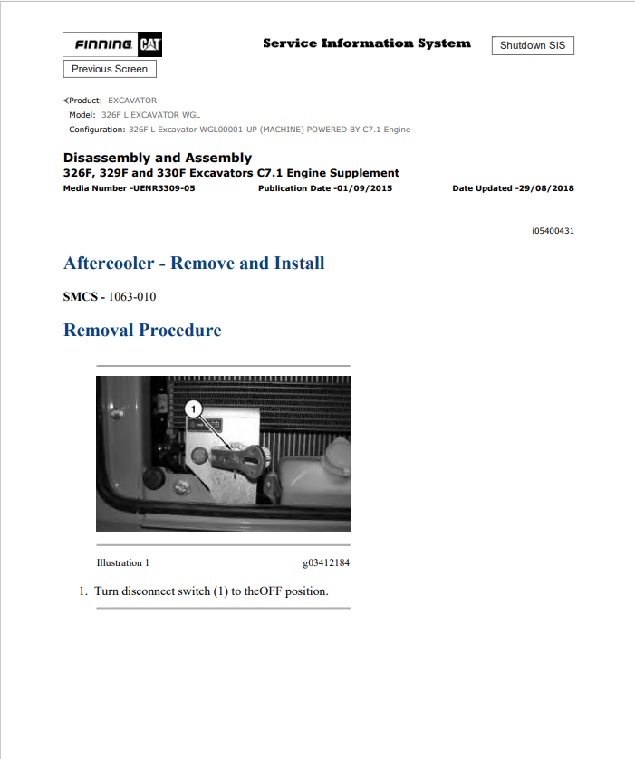 Caterpillar Cat 326F L Excavator Service and Repair Manual PDF | S/N WGL