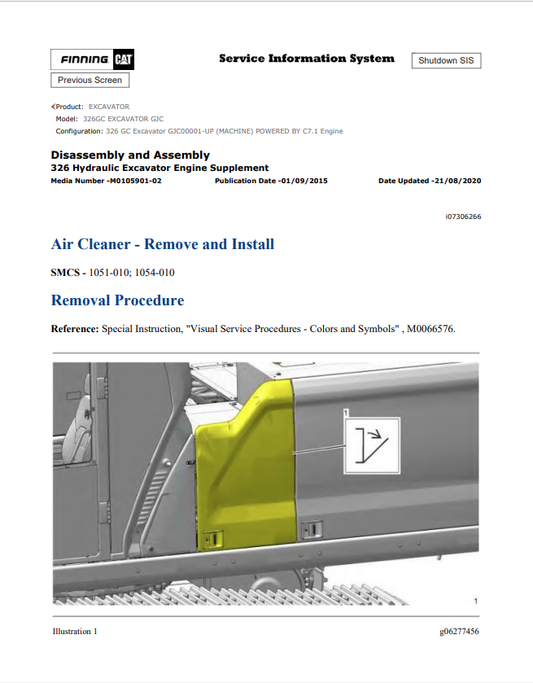 Caterpillar Cat 326GC Excavator Service and Repair Manual PDF | S/N GJC