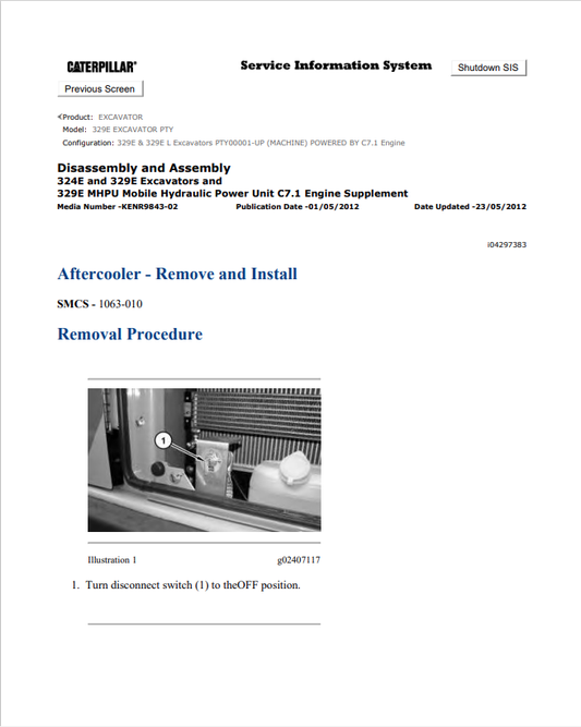 Caterpillar Cat 329E Excavator Service and Repair Manual PDF | S/N PTY