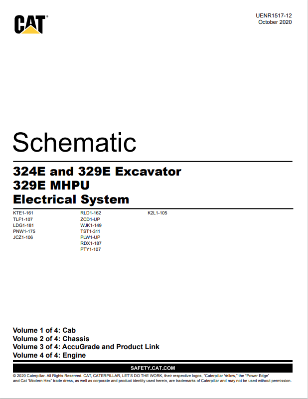 Caterpillar Cat 329E L Excavator Schematic Manual PDF | S/N WJK
