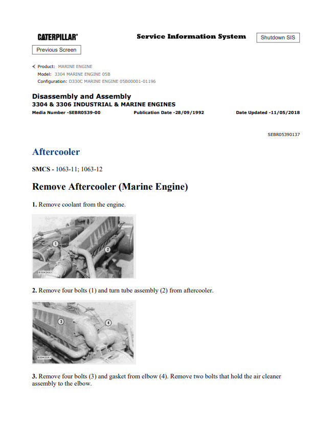 Caterpillar Cat 3304 Marine Engine Service and Repair Manual PDF | S/N 05B
