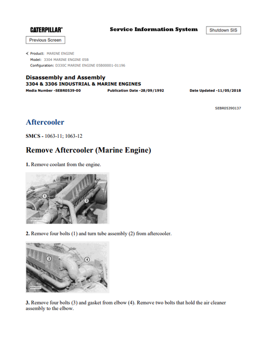 Caterpillar Cat 3304 Marine Engine Service and Repair Manual PDF | S/N 05B
