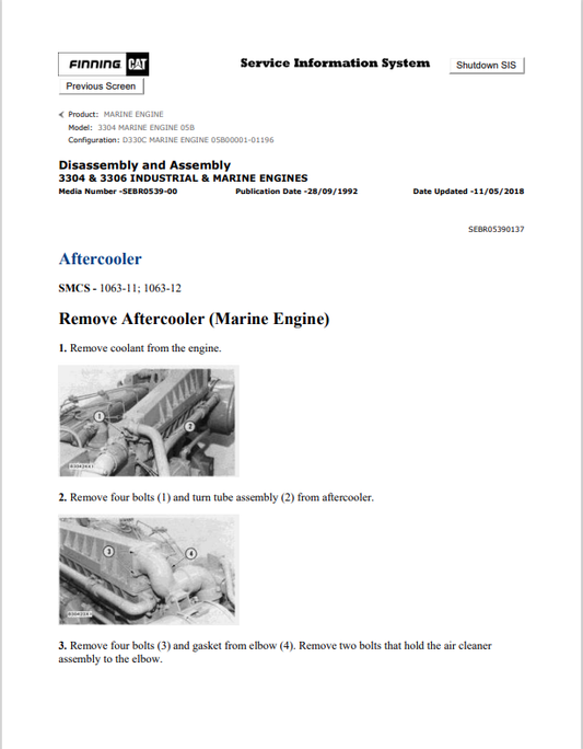 Caterpillar Cat 3304 Marine Engine Service and Repair Manual PDF | S/N 05B