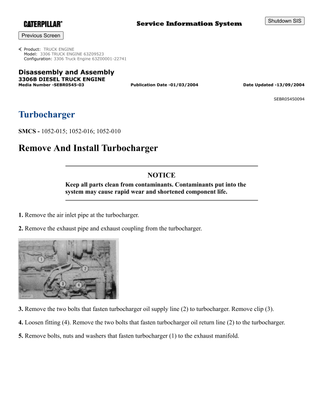 Caterpillar Cat 3306B Truck Engine Service and Repair Manual PDF | S/N 63Z