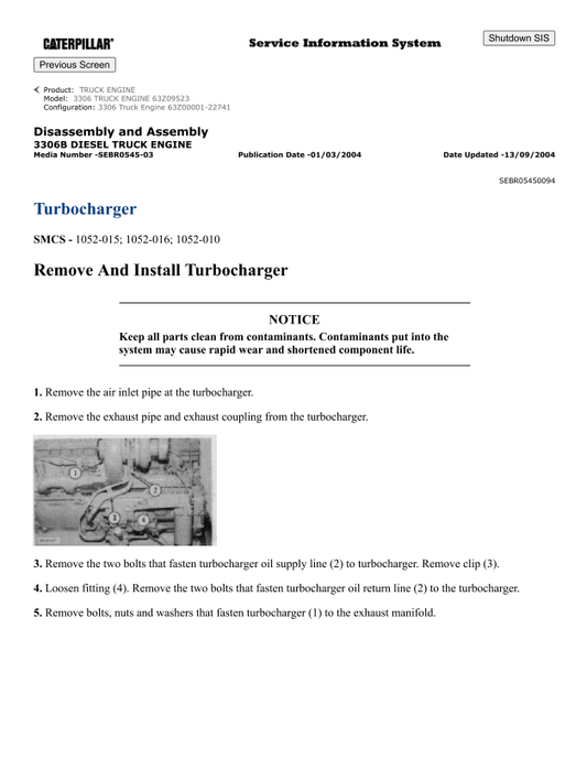 Caterpillar Cat 3306B Truck Engine Service and Repair Manual PDF | S/N 63Z