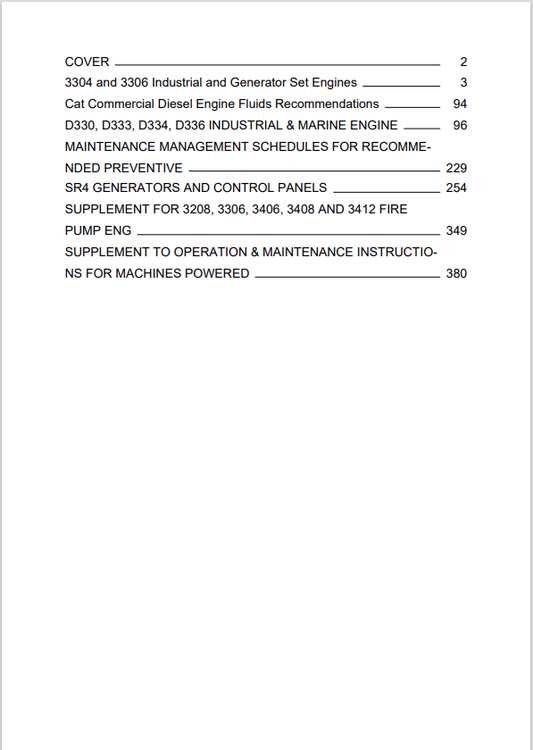 Caterpillar Cat 3306 Industrial Engine Operation and Maintenance Manual PDF | S/N 66D50745