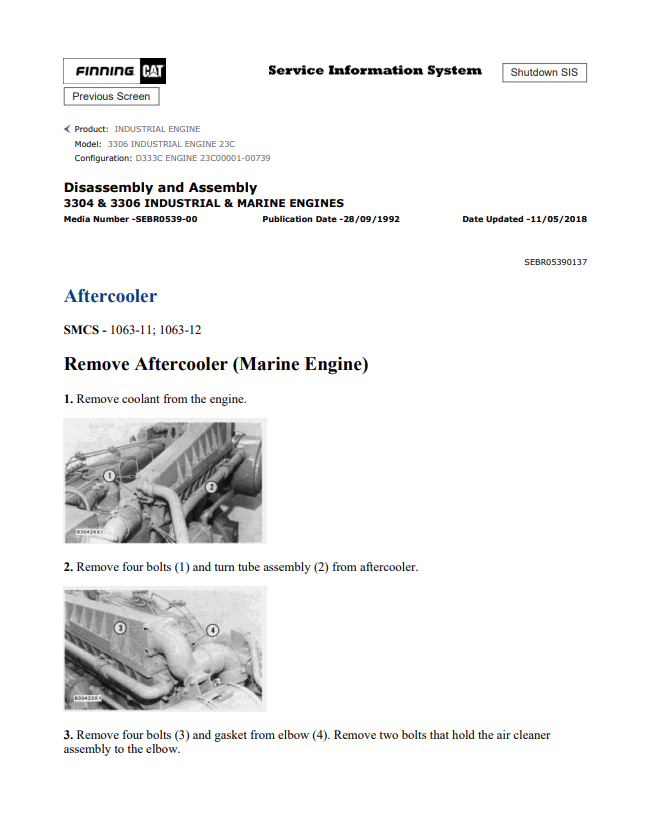 Caterpillar Cat 3306 Industrial Engine Service And Repair Manual PDF | S/N 23C