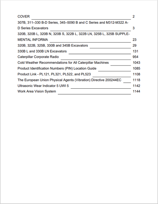 Caterpillar Cat 330B L Excavator Operation and Maintenance Manual PDF | S/N 3YR