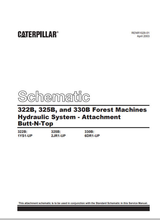 Caterpillar Cat 330B L Excavators Schematic Manual PDF | S/N 6DR