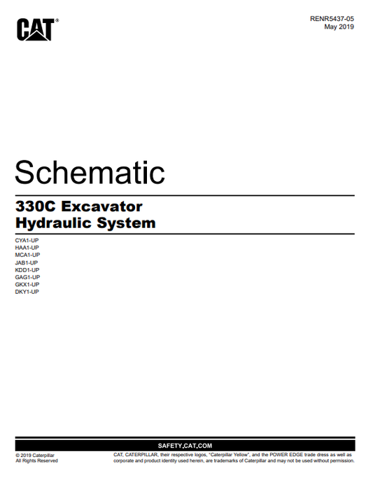 Caterpillar Cat 330C L Excavator Electrical and Hydraulic Schematic Manual PDF | S/N DKY