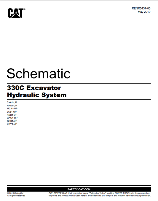 Caterpillar Cat 330C L Excavator Schematic Manual PDF | S/N DKY